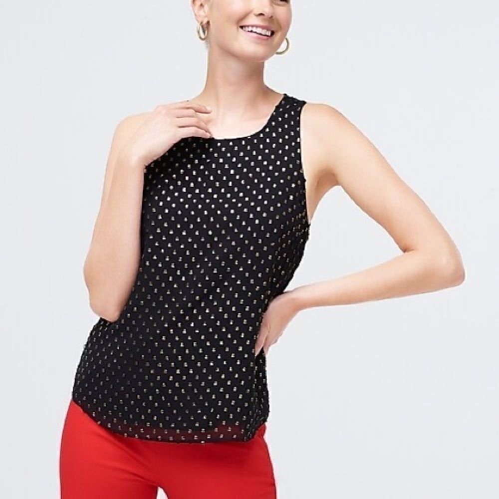 J. Crew Black and Gold Foil Tank Top